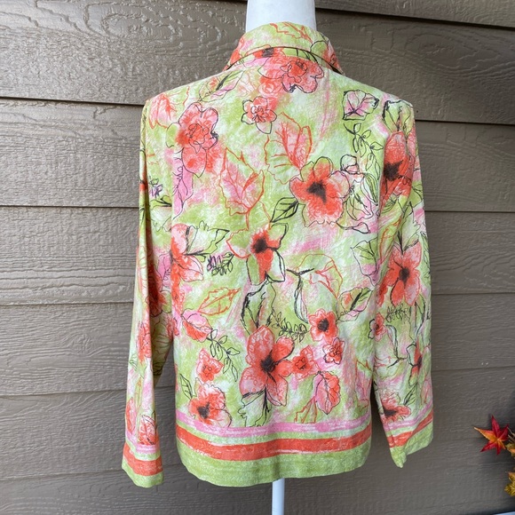 Christopher & Banks size M women's Floral blazer Spring Summer button jacket - Picture 2 of 14